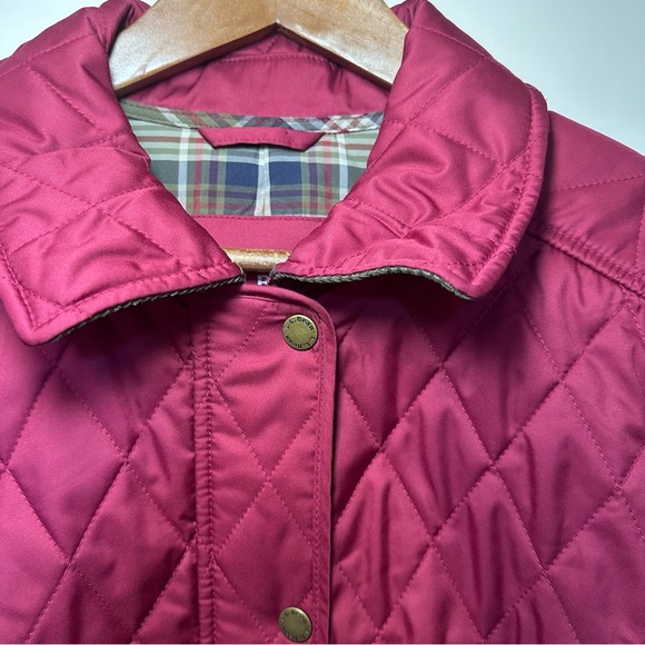 L.L. Bean Red Quilted Barn/Utility Jacket, Plaid Interior, Corduroy Detail, Sz L - Picture 2 of 13